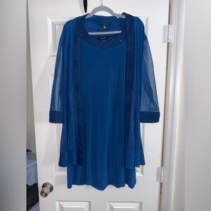 R&M Richard’s 2 Piece Cocktail Elegant blue Formal Set - Dress & jacket size 14